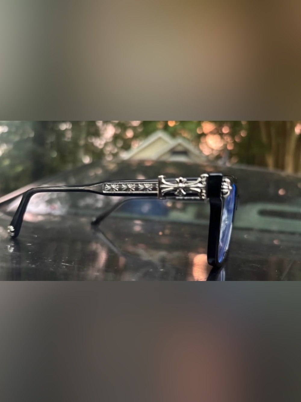 Chrome Heart New Needle Nose Anti Blue Light Retro Square Glass Black Frame